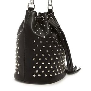 Studded bucket satchel side bag